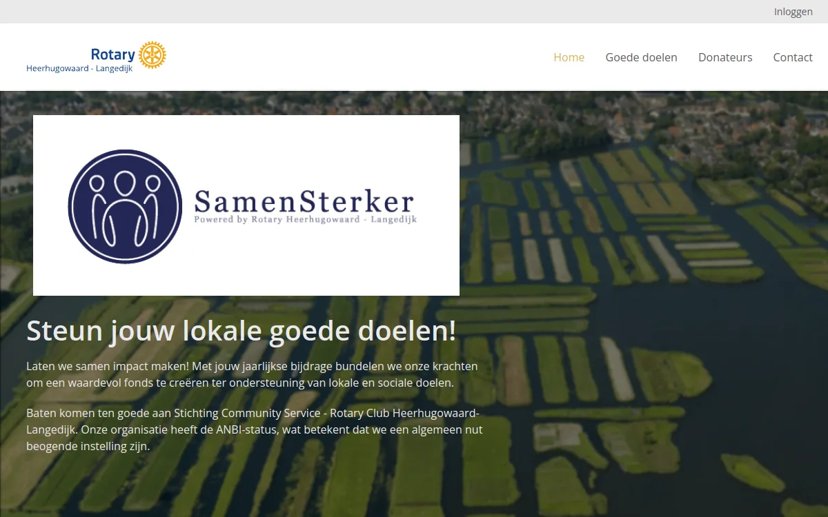 Screenshot van de in WordPress en Elementor gebouwde website samensterkerrotary.nl, actie voor lokale goede doelen